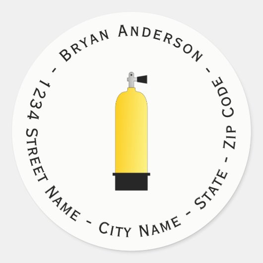 スキューバダイビング差出人住所ラベル ラウンドシール (正面)