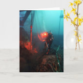 スキューバダイビング水中 カード (黄色い花)