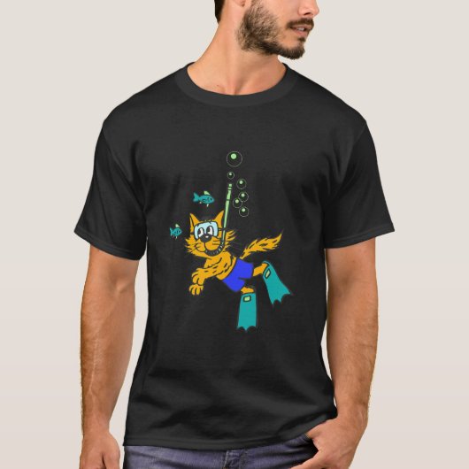 スキューバダイビング猫のカラフルいびき Tシャツ (正面)