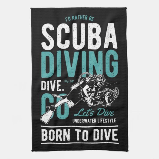 スキューバダイビング生まれへダイビング |スポーツ キッチンタオル (縦)