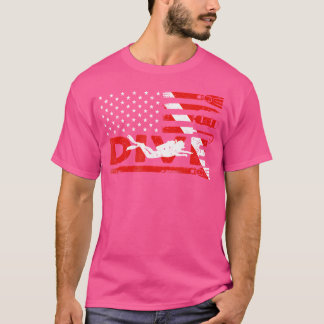 スキューバダイビング用アメリカ国旗のスキューバダイビング Tシャツ