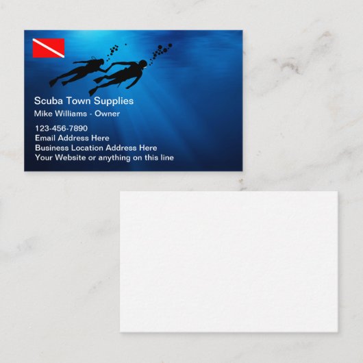 スキューバダイビング用品とクラスの名刺 名刺 (正面/裏面)