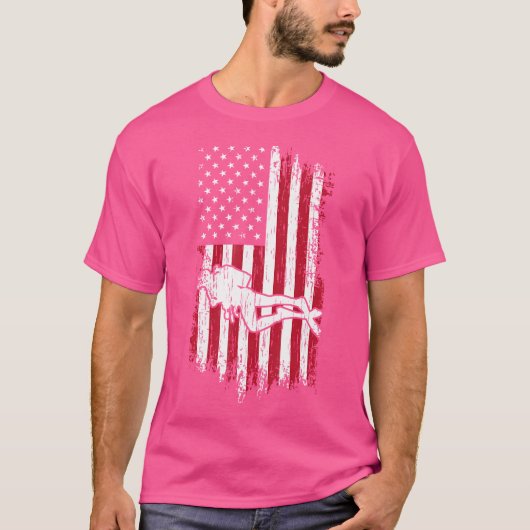 スキューバダイビング米国アメリカ国旗スキューバダイビング Tシャツ (正面)