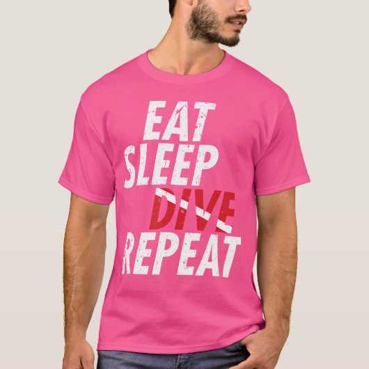 スキューバダイビング食べスリープダイブリピート Tシャツ (正面)