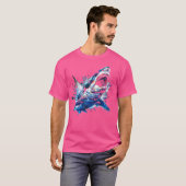 スキューバダイビング魚釣りシャーク恋人 Tシャツ (正面フル)