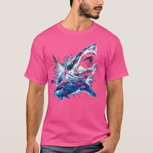 スキューバダイビング魚釣りシャーク恋人 Tシャツ (正面)
