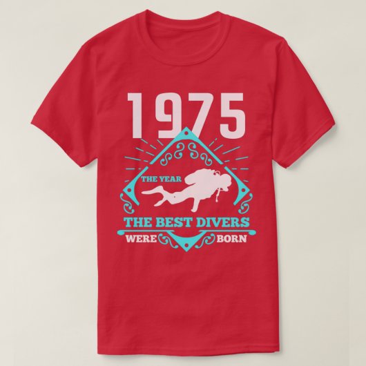 スキューバダイビング1975誕生日プレゼントダイバーギフト Tシャツ (デザイン正面)