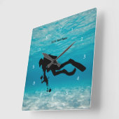 スキューバダイビング スクエア壁時計 (傾斜)