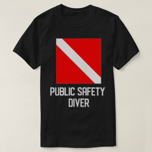 スキューバダイビング フラグ 公共安全 ダイバー 救助 捜索 Tシャツ (デザイン正面)