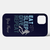 スキューバダイビング Eat Sleep Dive Repeat ダイバー フレーズ Case-Mate iPhoneケース (裏面 (横))