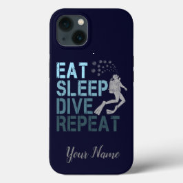 スキューバダイビング Eat Sleep Dive Repeat ダイバー フレーズ iPhone 13ケース