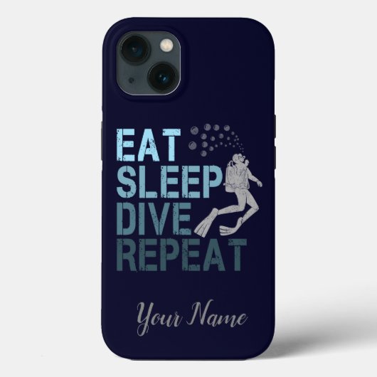 スキューバダイビング Eat Sleep Dive Repeat ダイバー フレーズ Case-Mate iPhoneケース (裏面)