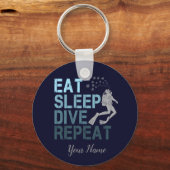スキューバダイビ食べングスリープダイブリートことわざ キーホルダー (正面)