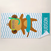 スキューバモンキーパーソナライズされたビーチタオル ビーチタオル (正面)