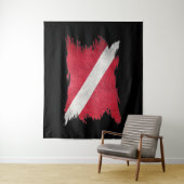 スキューバ国旗、ブラシストローク、ダイバーダウン、ダイビング国旗 タペストリー (インサイチュ)