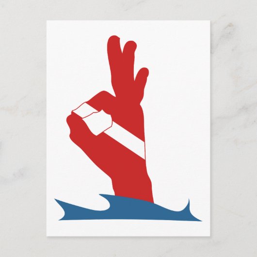 スキューバ国旗OKサイン ポストカード (正面)