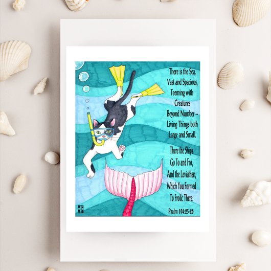 スキューバ子猫感動的はがき ポストカード