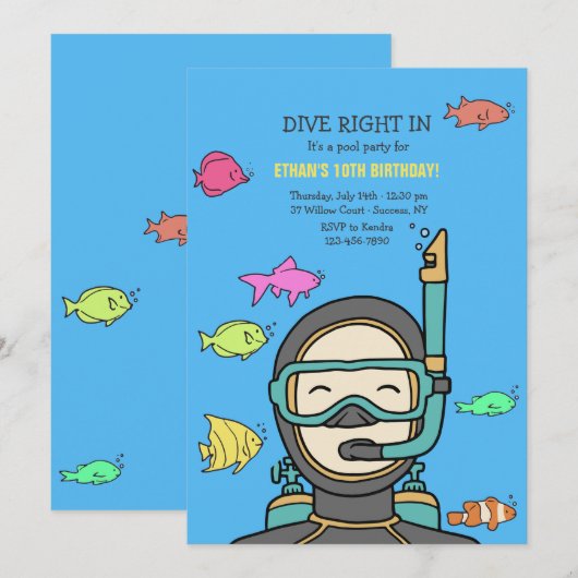 スキューバ招待状 招待状 (正面/裏面)