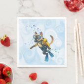 スキューバ猫がダイビング 水中 スタンダードランチョンナプキン (インサイチュ)