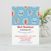 スキューバ誕生日招待状ダイビングダイブフラグ 招待状 (スタンド正面)