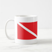 スキューバ飛び込みの旗 コーヒーマグカップ (左)