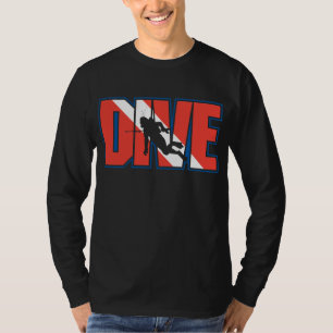 スキューバ飛び込みの黒の長袖のTシャツ Tシャツ