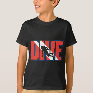 スキューバ飛び込みの黒のTシャツ Tシャツ