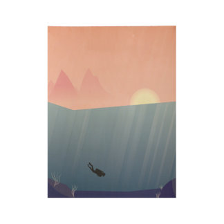 スキューバ飛び込み木ポスター ウッドポスター