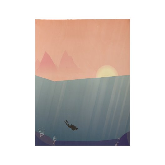 スキューバ飛び込み木ポスター ウッドポスター (正面)