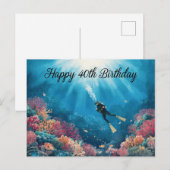スキューバ40歳の誕生日水中 ポストカード (正面/裏面)