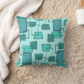 スキュー正方形ミッドセンチュリーターコイズ クッション (ブランケット)