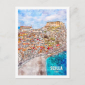 スキライタリア有名な旅行プレイスウォーターカラースケッチ ポストカード (正面)