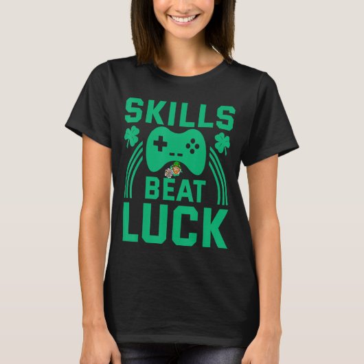 スキルビートルークスラッキーボーイズゲーマーゲームSt patricks Tシャツ (正面)