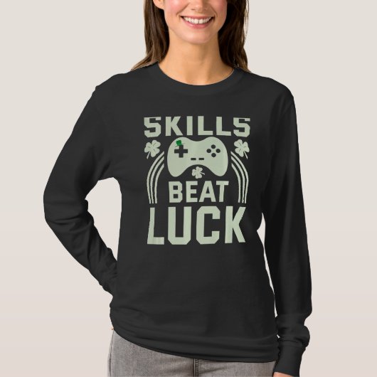 スキルビートルークスラッキーボーイズゲーマーゲームSt patricks Tシャツ (正面)