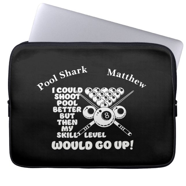 スキルレベルと改善に関するビリヤードことわざ ラップトップスリーブ (正面)