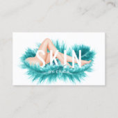 スキンクリニック&レーザー脱毛ティール（緑がかった色）羽毛 名刺 (正面)