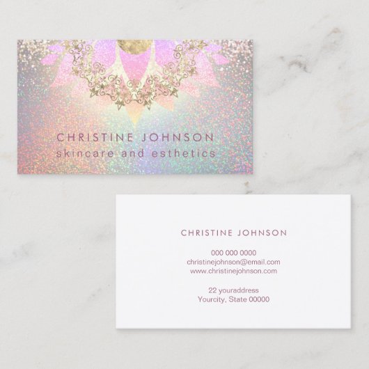 ・スキンケアとエステのピンクデカール 名刺 (正面/裏面)