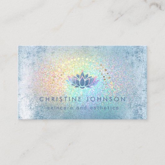 スキンケアとエステのロゴロータスをホイルにフェイク飾る 名刺 (正面)