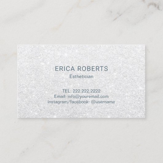 スキンケアのエレガントな挨りだらけの青いグリッターのエステティシャン 名刺 (裏面)