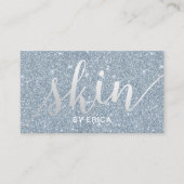 スキンケアのエレガントな挨りだらけの青いグリッターのエステティシャン 名刺 (正面)