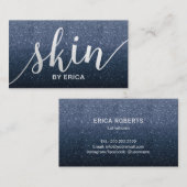 スキンケアのエレガントな濃紺のグリッターのエステティシャン 名刺 (正面/裏面)