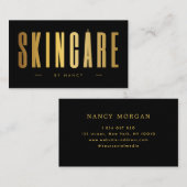 スキンケアのミニマリストブラックと金ゴールド 名刺 (正面/裏面)