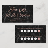 スキンケアの鞭のばら色の金ゴールドの原稿の黒の大理石 ロイヤリティカード (正面/裏面)