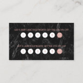 スキンケアの鞭のばら色の金ゴールドの原稿の黒の大理石 ロイヤリティカード (裏面)