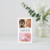 スキンケアはっきりしたタイポグラフィフォトコラージュQrコード 名刺 (スタンド正面)