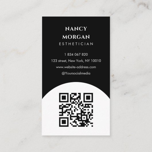 スキンケアはっきりしたタイポグラフィフォトコラージュQrコード 名刺 (裏面)