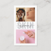 スキンケアはっきりしたタイポグラフィフォトコラージュQrコード 名刺 (正面)