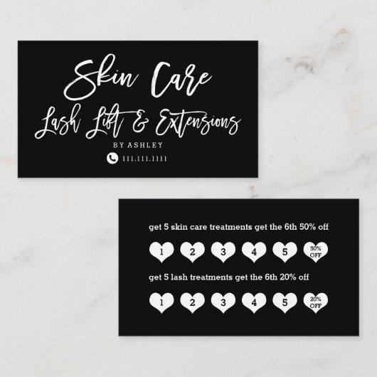 スキンケアはシックで黒いロイヤリティを打ちます 名刺 (正面/裏面)