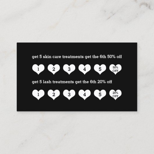 スキンケアはシックで黒いロイヤリティを打ちます 名刺 (裏面)