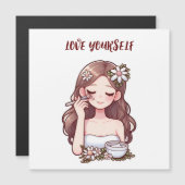 スキンケアを適用する女の子が自分自身を愛 (正面/裏面)